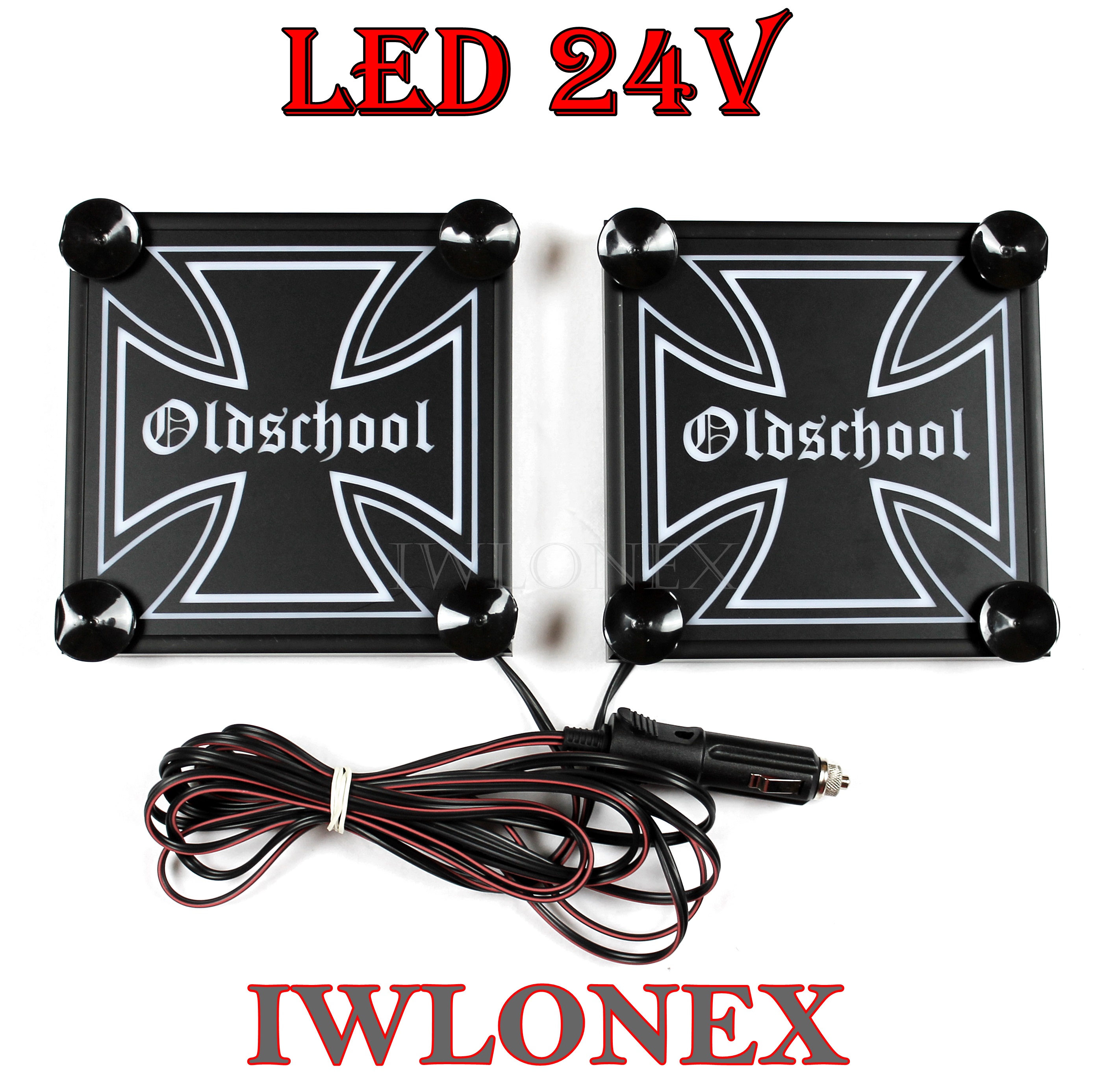 1x LKW LED Leuchtschild 24V Kreuz Orthodoxe Orange - Iwlonex