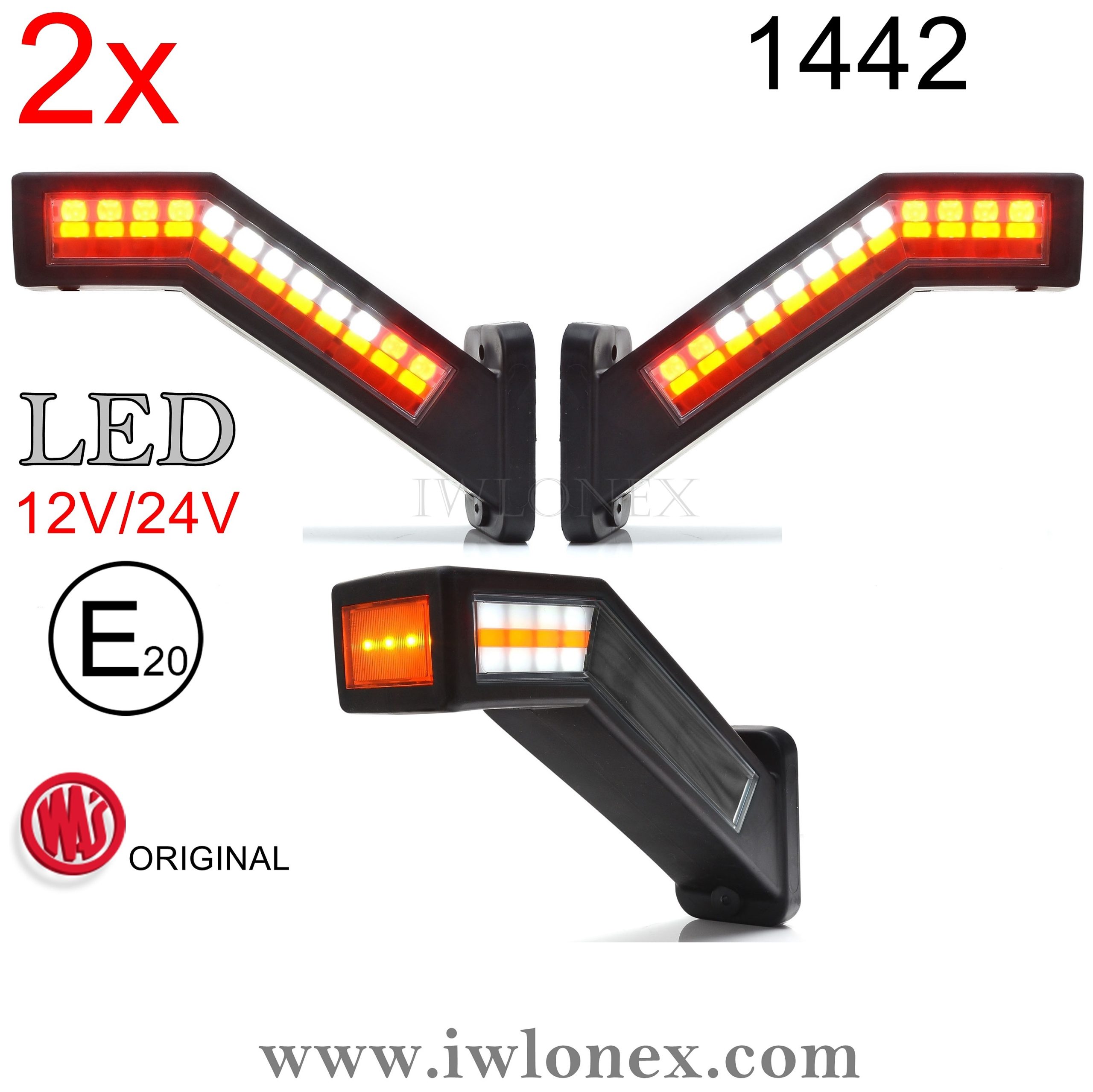 2 x LED Begrenzungsleuchten Positionsleuchten leuchten Rot / Weiß 12/24v