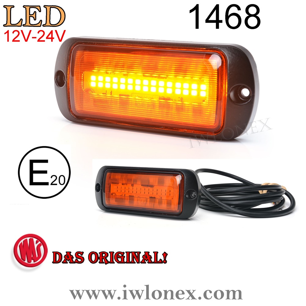 LED Blitzleuchte, Warnlicht Gelb 10-33V 146,5mm
