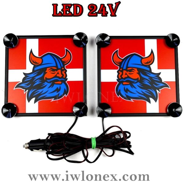 29 1 2 600x600 - 1 Paar LKW LED Leuchtschilder 24V, Denmark, Dänemark, Vikinger
