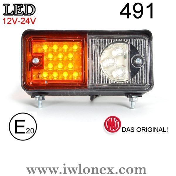 491 iwlonex 2 600x599 - 1x LED POSITIONSLEUCHTE mit Blinker Stapler Bagger Trecker 491