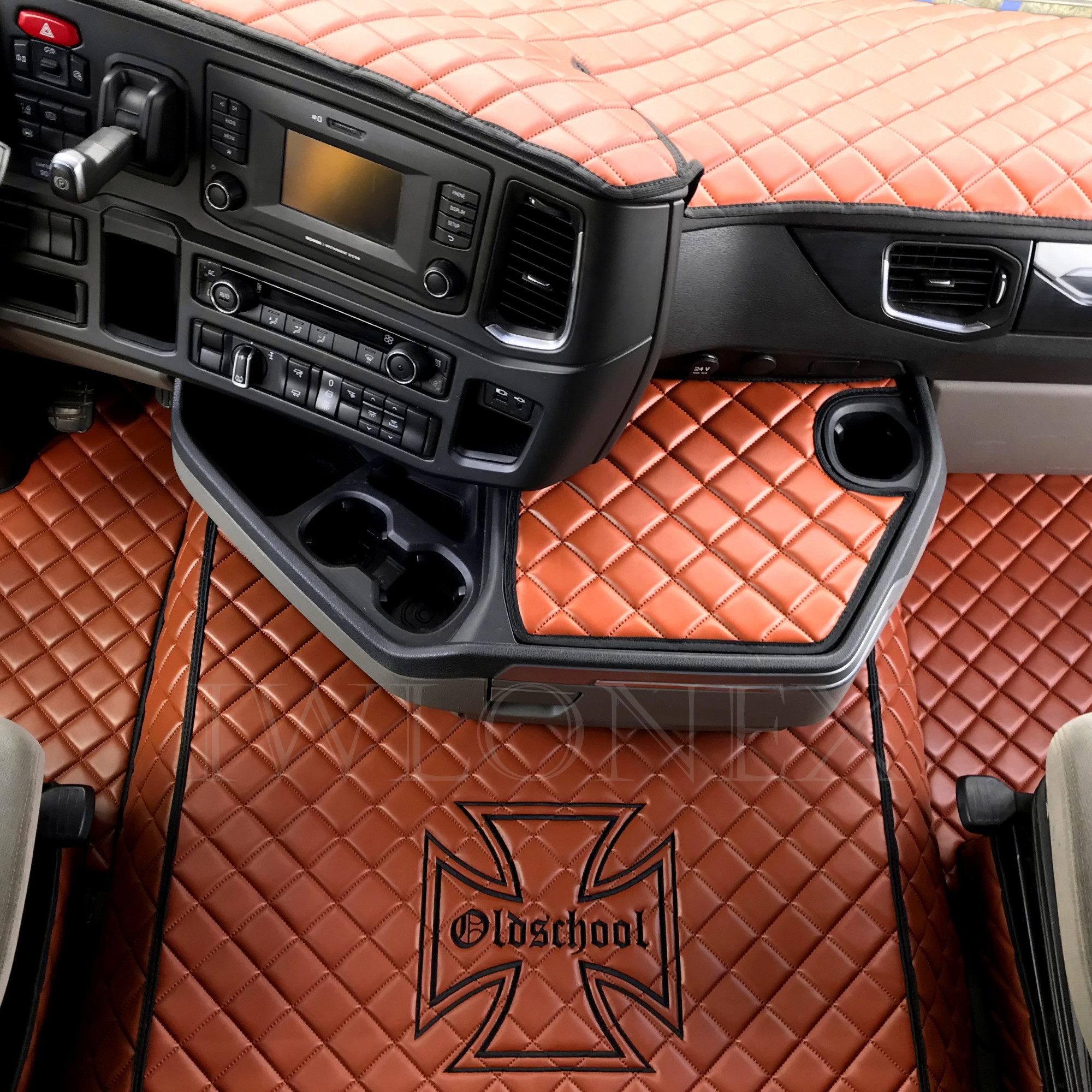 Fußmatten Braun Glatt passend für LKW Truck Scania R ab 2017 Beif