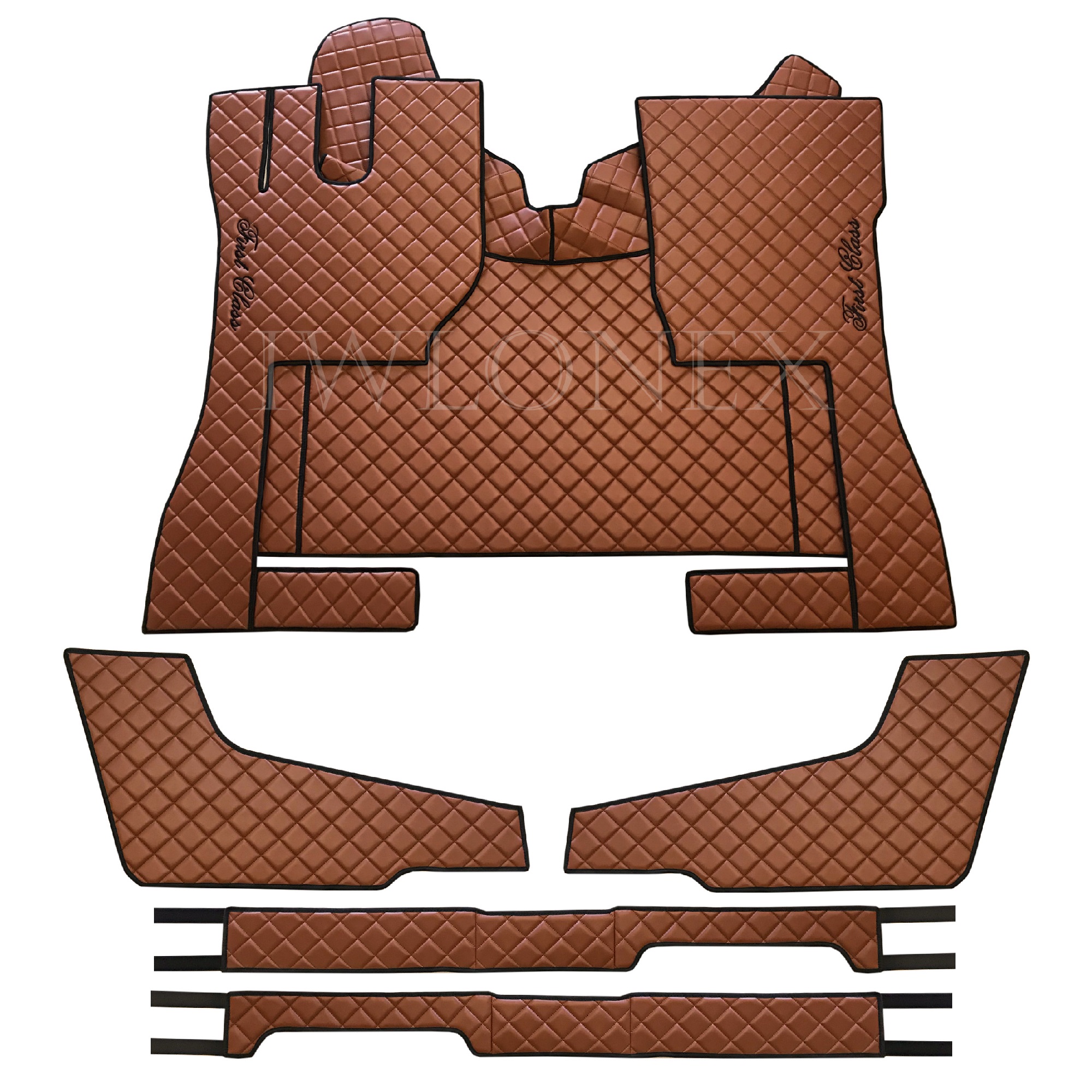Fußmatten+Sitzsockelverkleidung+Türverkleidung passend für VOLVO FH4 -  Braun - Iwlonex