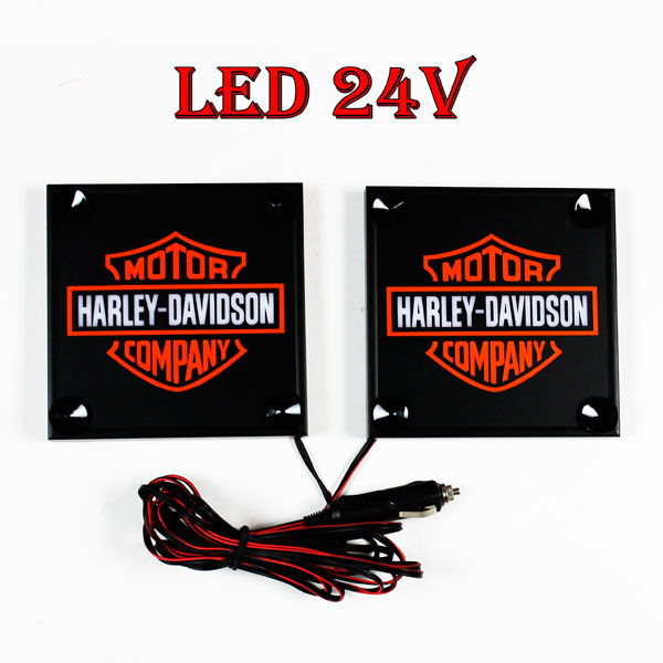 Harley Davidson bialo pomaranczowy 1 glowne 3 - 1 Paar LKW LED Leuchtschilder 24V  Harley-Davidson
