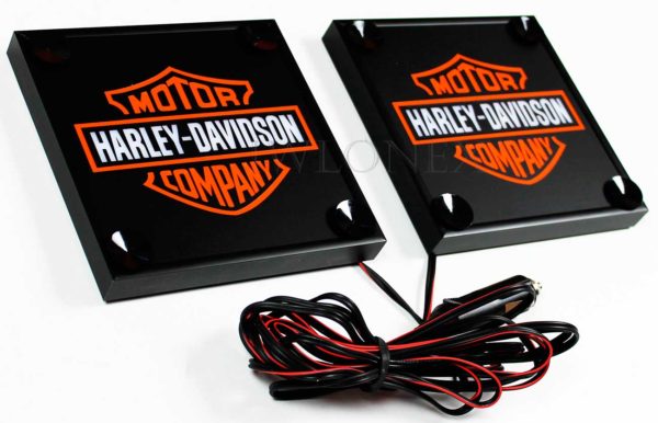 Harley Davidson bialo pomaranczowy 2 3 600x386 - 1 Paar LKW LED Leuchtschilder 24V  Harley-Davidson