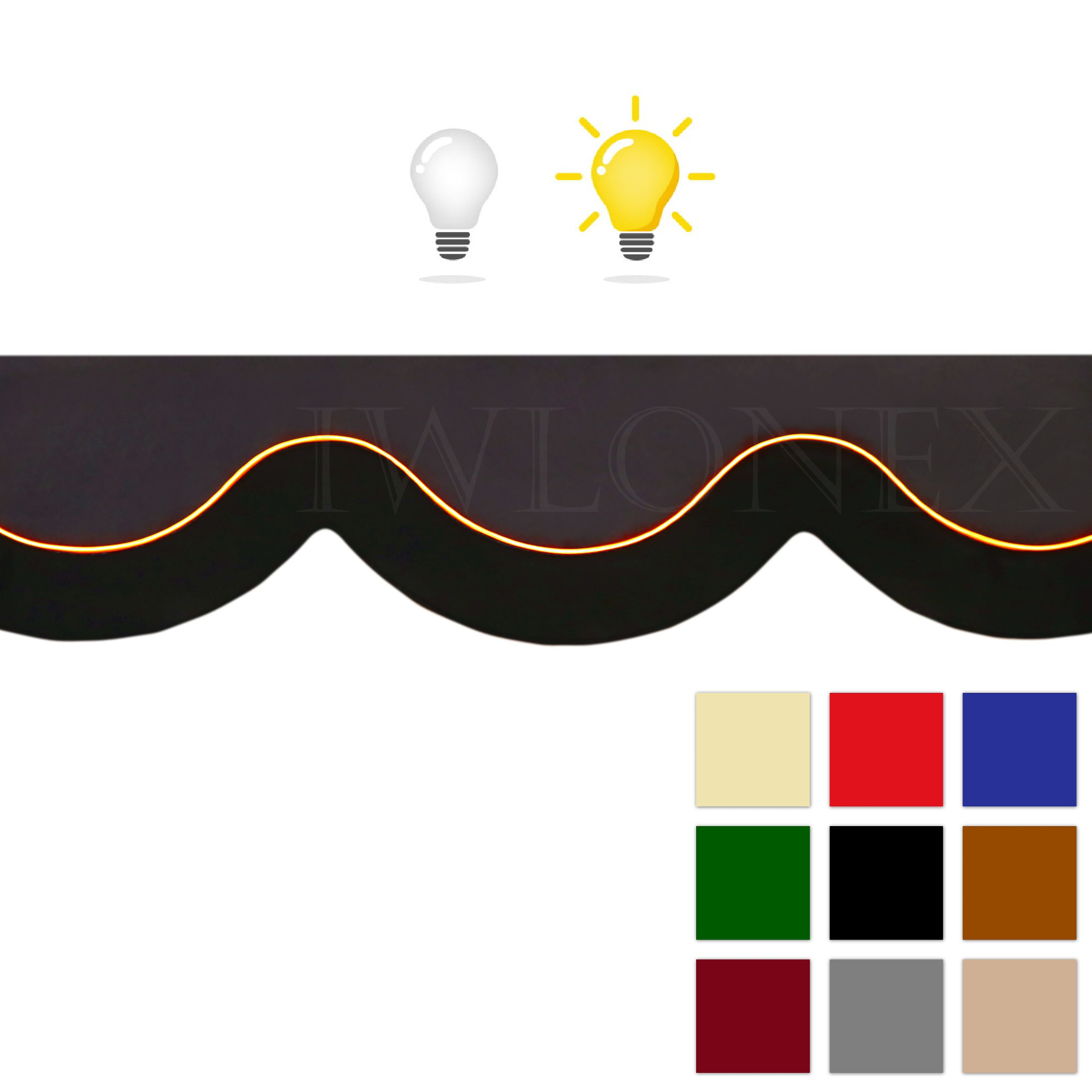 LKW Gardinen 5-teiliges Set mit Kunstlederkante und beleuchtete  Frontscheibenbordüre+ Zubehör - deine Farben - Iwlonex