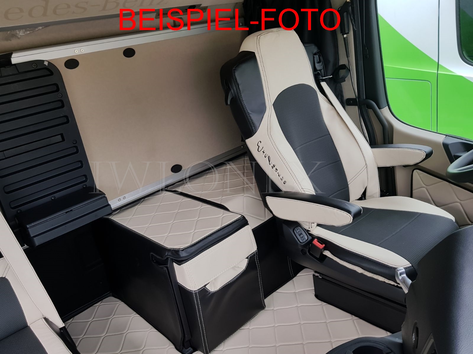 LKW Sitzbezüge Prestige Kunstleder braun passt für Mercedes Actros MP5 Solostar