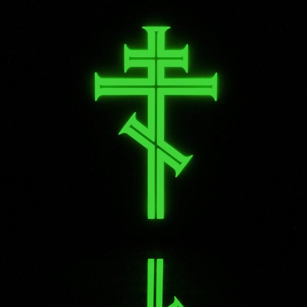 kreuz gruen2 orthodoxe 1 600x600 - 1x LKW LED Leuchtschild 24V Kreuz Orthodoxe Grün