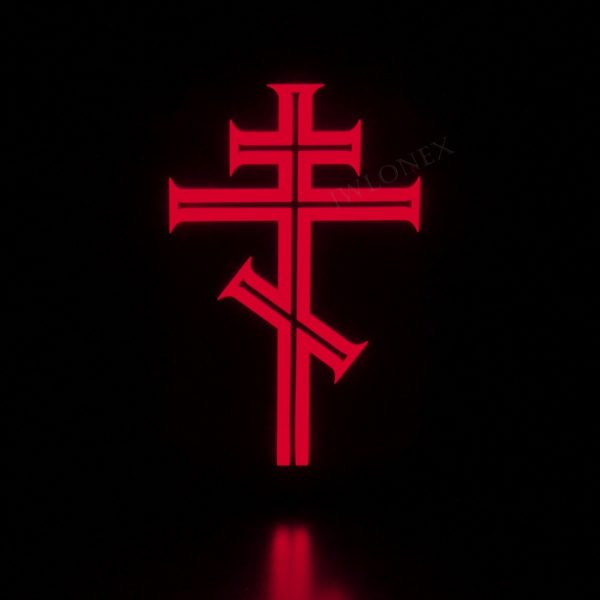 kreuz rot2 ortodoxe 1 600x600 - 1x LKW LED Leuchtschild 24V Kreuz Rot Orthodoxe