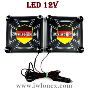 1 Paar LKW LED Leuchtschilder 12V Eiserne Kreuz Deutschland