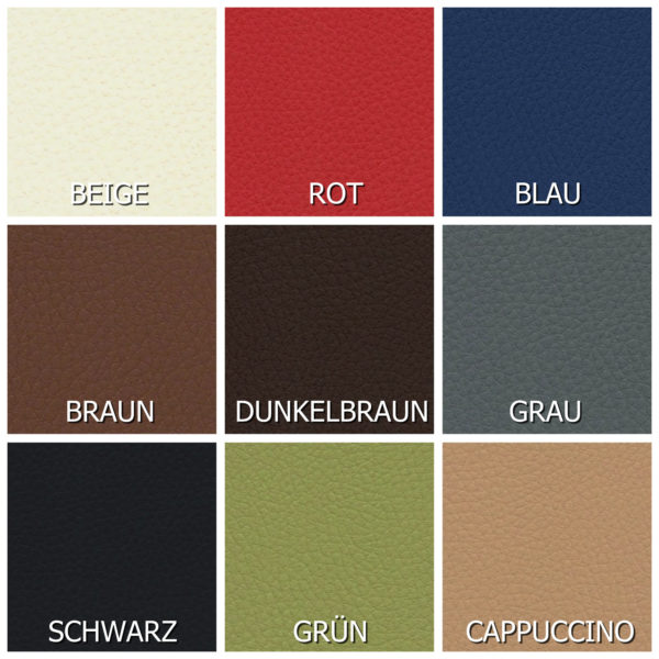 Glatt Leder Palette IWLONEX 600x600 - Fußmatten+Sitzsockelverkleidung passend für DAF XF EURO6 - Glatt Leder - deine Farben