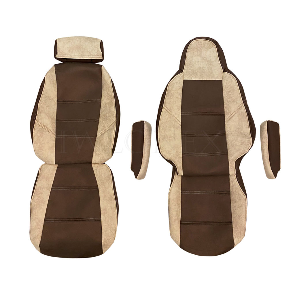 LKW Sitzbezüge Für Scania R/G/S/P - Velours-Öko-Leder Mit Roten Nähten