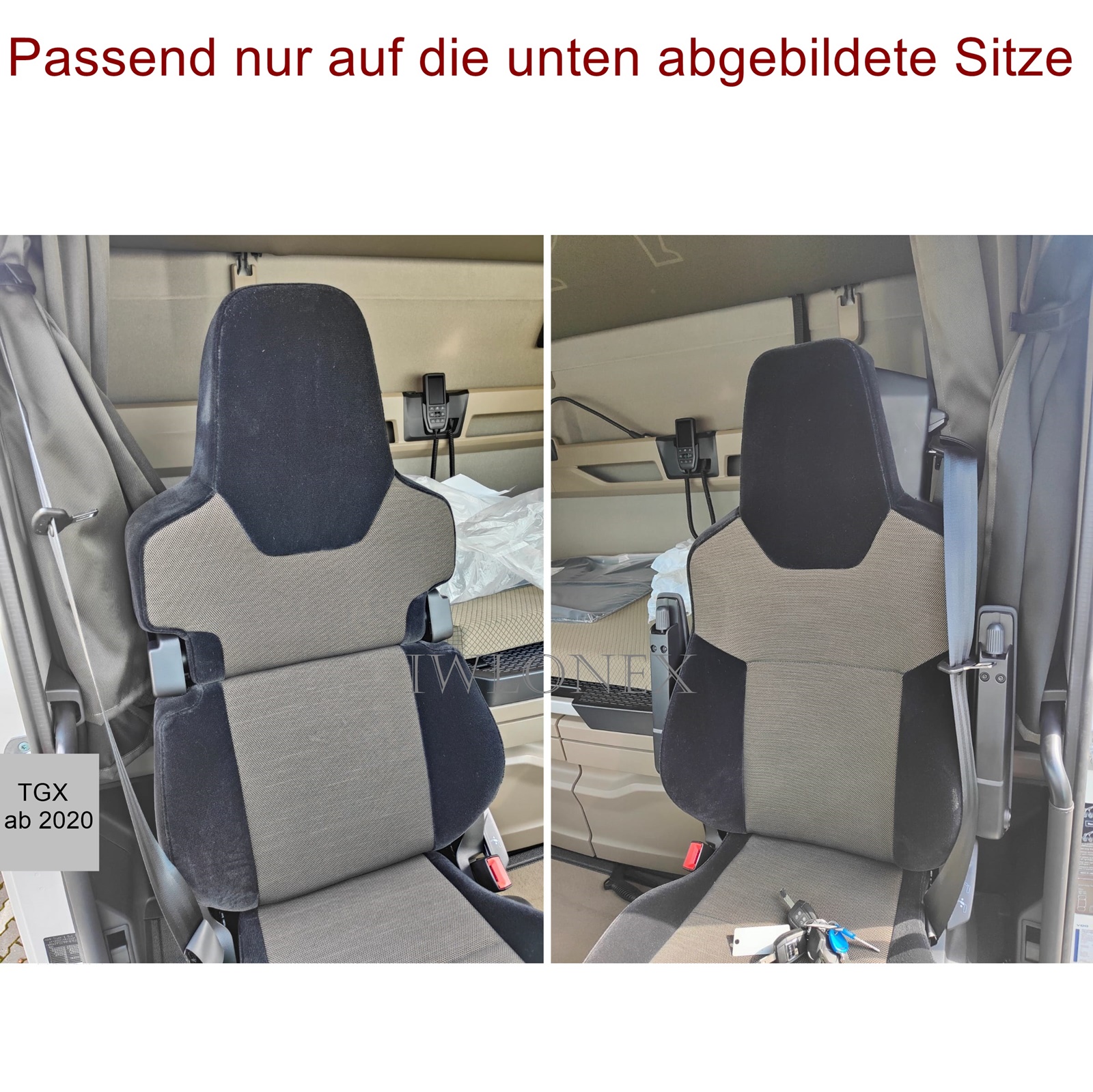 LKW Sitzbezüge, Schonbezüge passend für MAN TGX, GX, GM New ab 2020 -  Dunkelbraun/Schwarz - Iwlonex