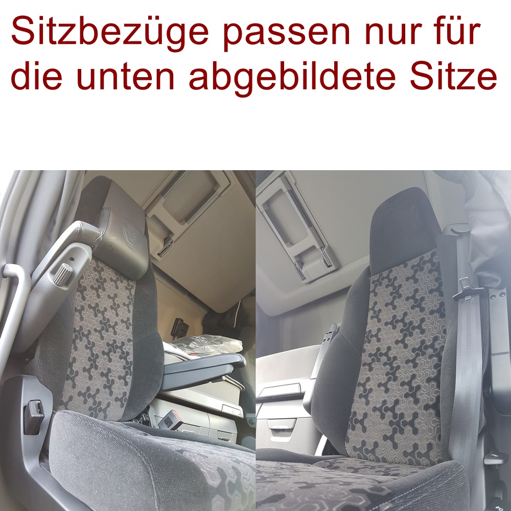 Mirian, LKW-Sitzbezug aus Kunstleder und gestepptem Wildleder - Schwarz/Rot