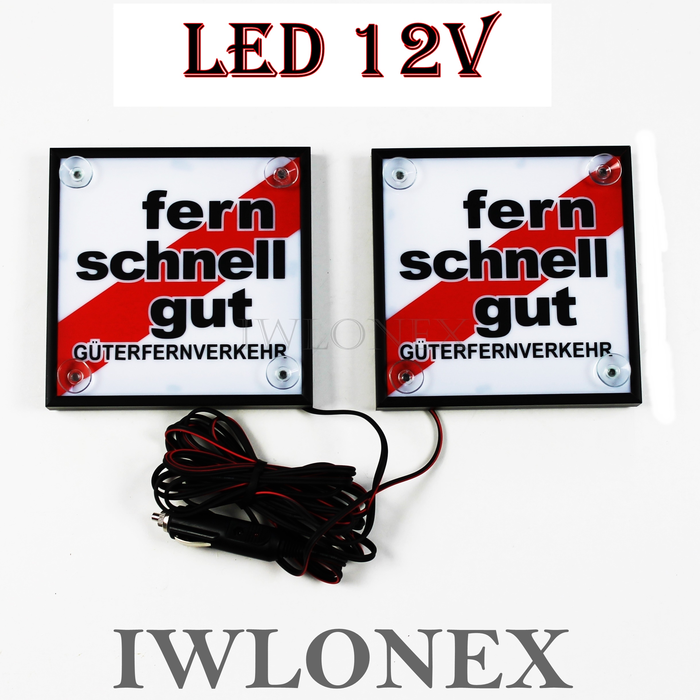 1 Paar LKW LED Leuchtschilder 12V Fern Schnell Gut - Iwlonex