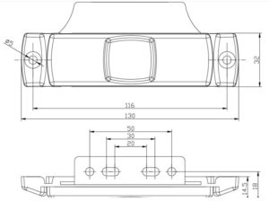 Zeichnung FT 017 300x234 - 1x LED UMRISSLEUCHTE SEITENMARKIERUNGSLEUCHTE FT-017z