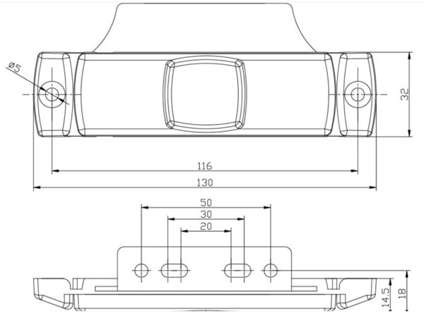 Zeichnung FT 017 600x468 - 1x LED UMRISSLEUCHTE SEITENMARKIERUNGSLEUCHTE FT-017z