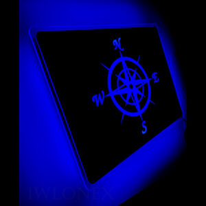 Ruckwandschild Windrose Blau IWLONEX 300x300 - LKW LED Rückwandschild mit Dimmer - 12V/24V - Windrose - deine Farben